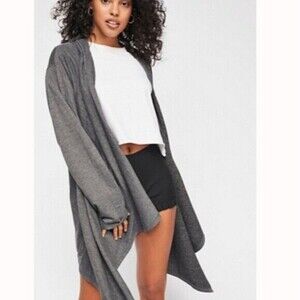 Free People Intimately Hooded Reversible Tardy  Cardigan Open Gray Relaxed XS
